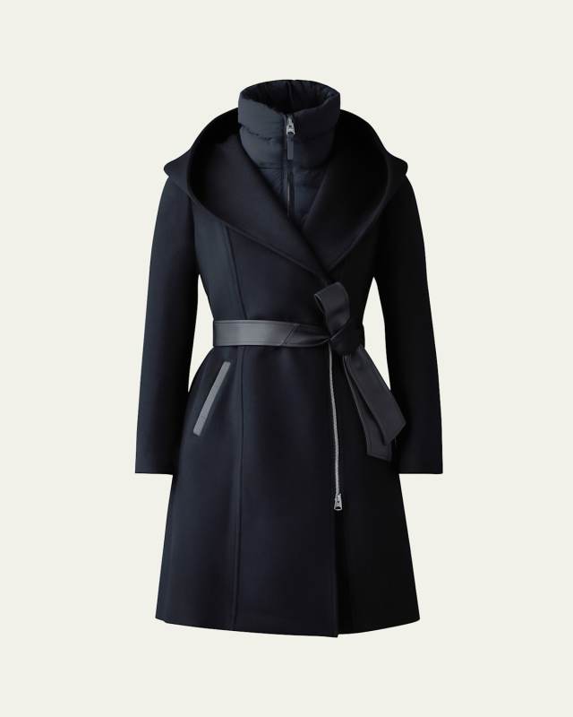 Shia 2-in-1 Double-Face Wool Coat with Removable Bib
